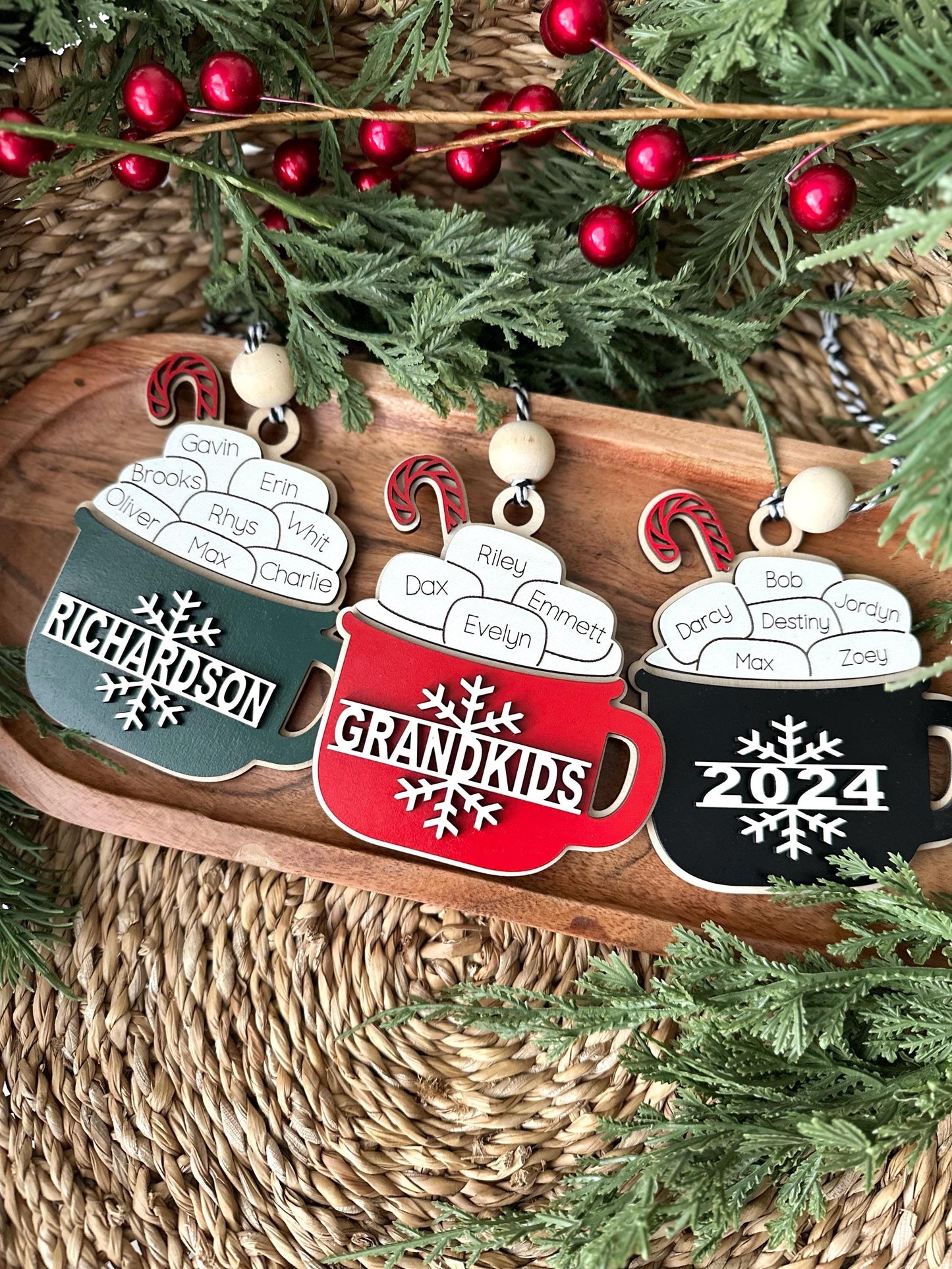 Hot Cocoa Personalized Family Ornament 1-11 Names!