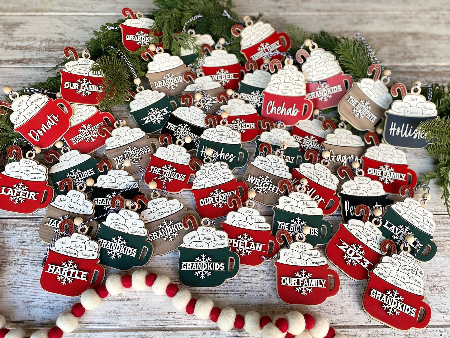 Hot Cocoa Personalized Family Ornament 1-11 Names!