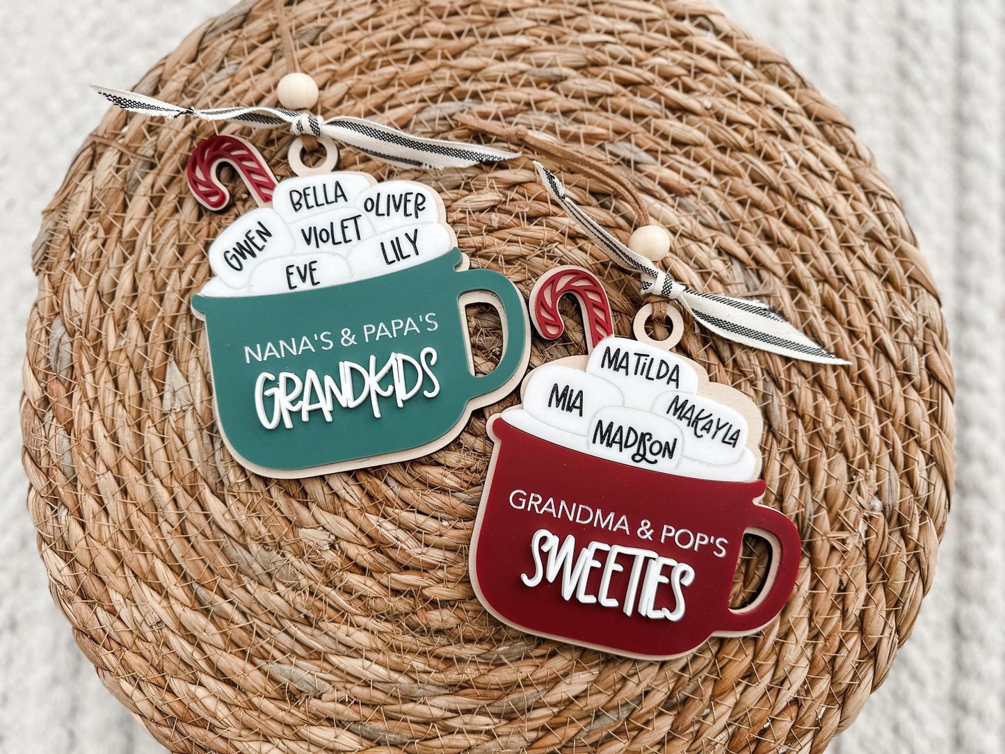 Hot Cocoa Personalized Family Ornament 1-11 Names!