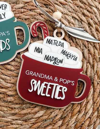 Hot Cocoa Personalized Family Ornament 1-11 Names!