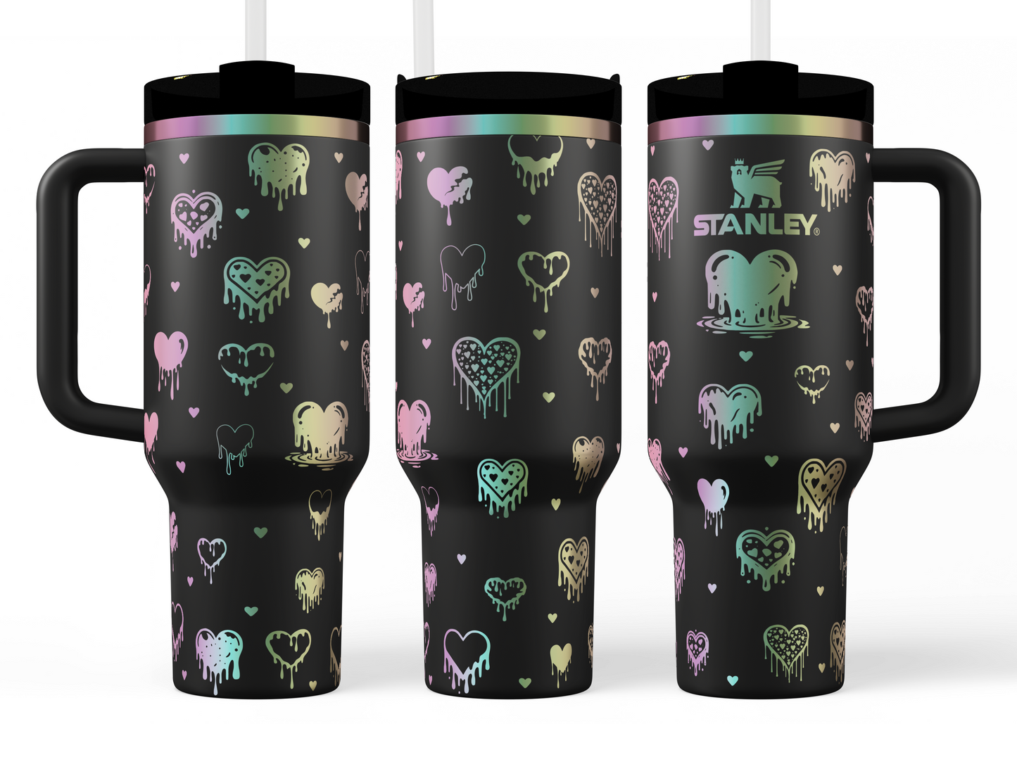 STANLEY! Dripping Hearts - Love Themed 40 oz Stanley Quencher Tumbler