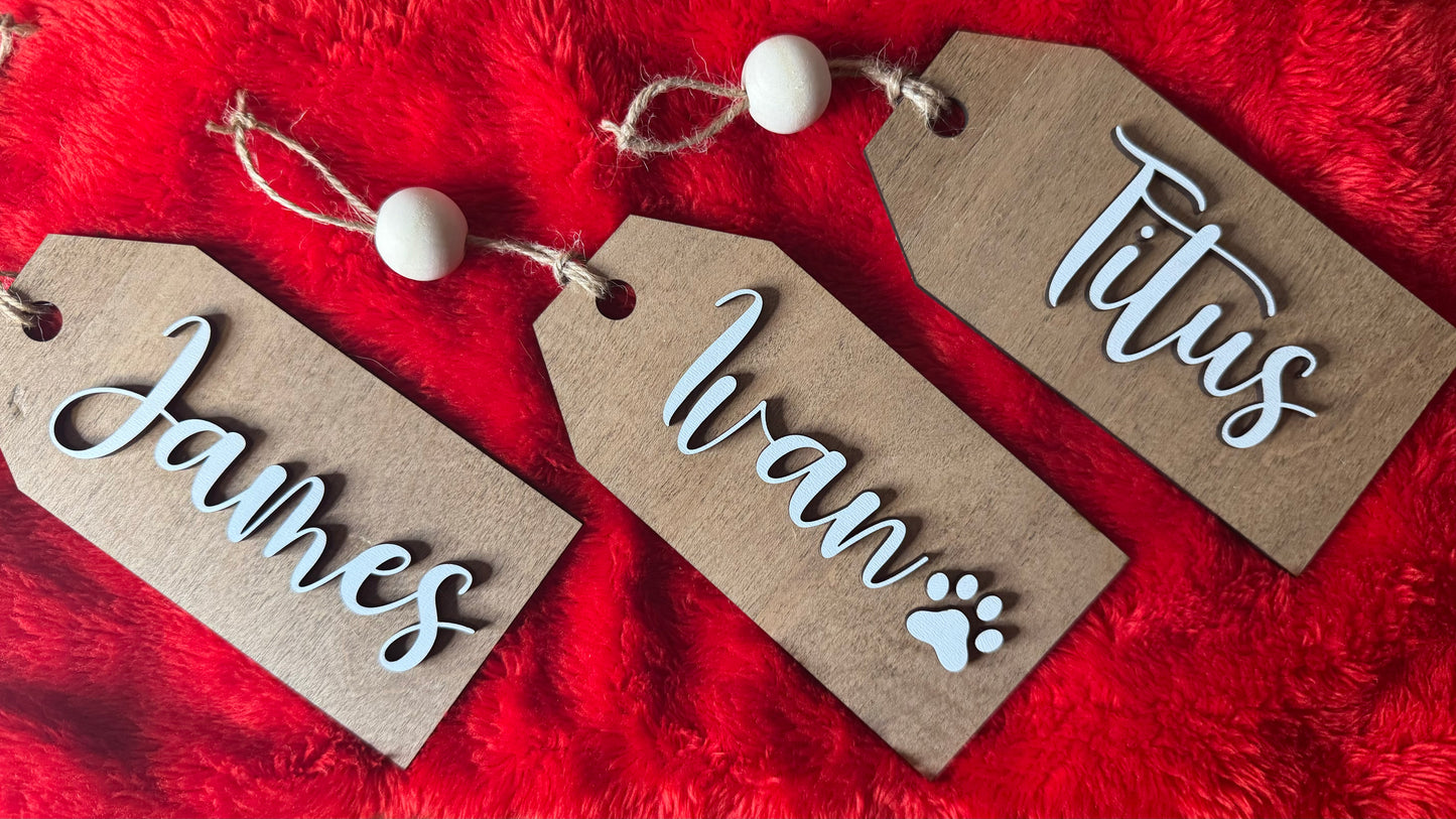 Personalized Double Layer Wood Stocking Tags!