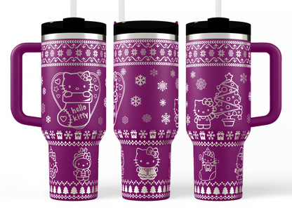 Hello Kitty - Ugly Sweater Christmas Themed 40 oz Quencher Tumbler