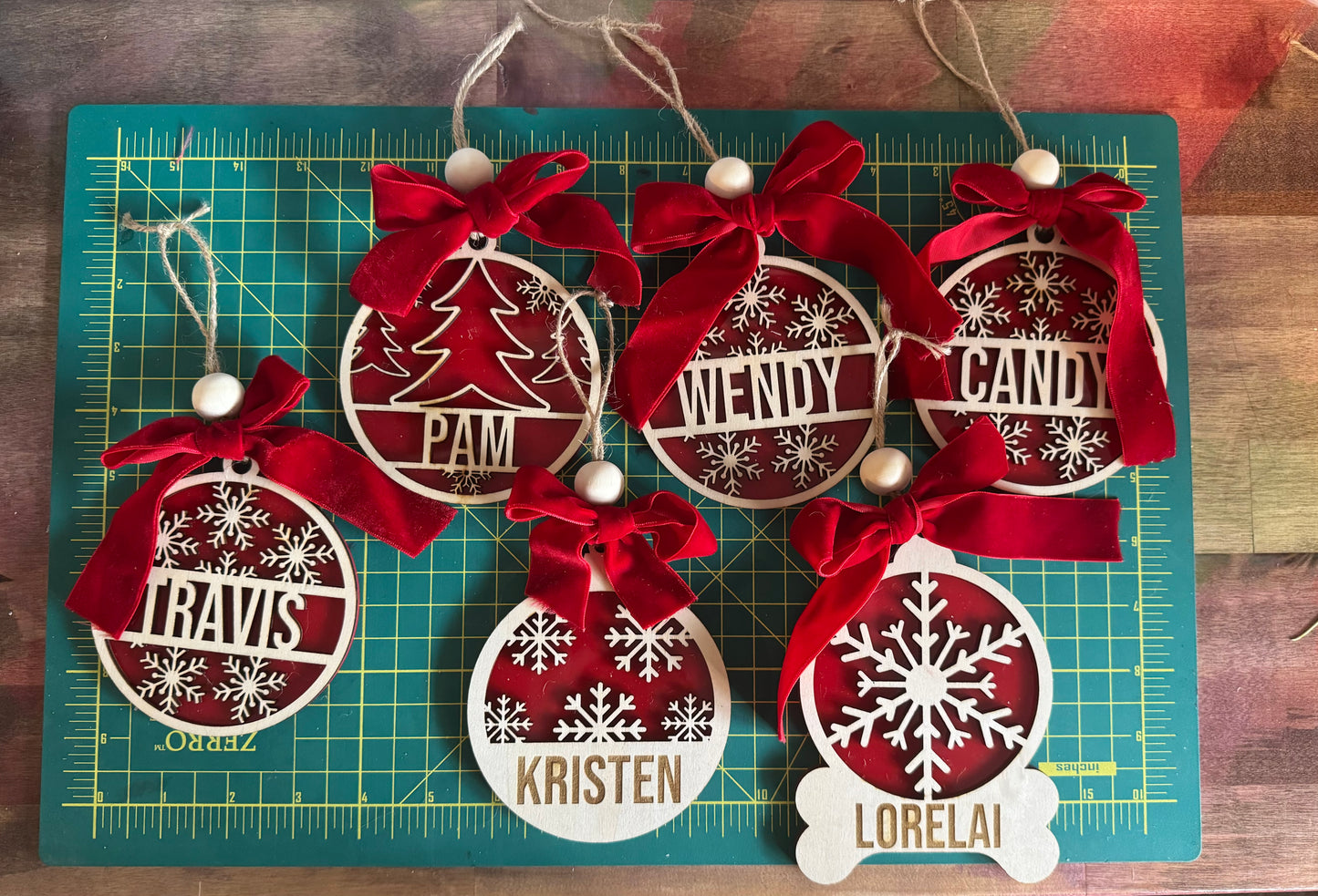 Custom Double Layer Name Ornaments - Engraved and Cut Styles