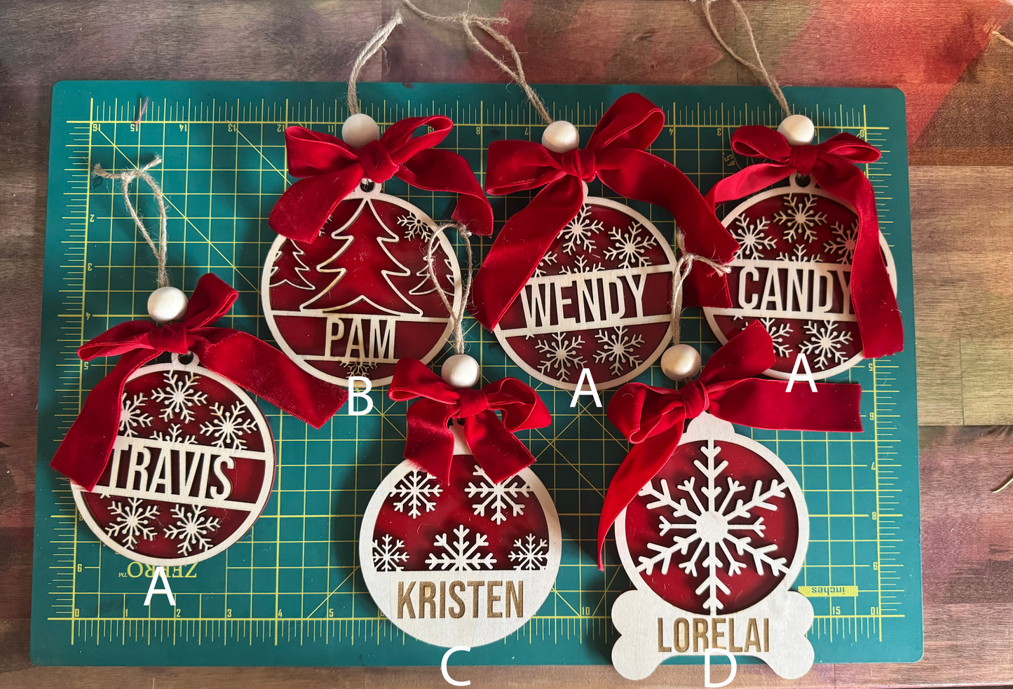 Custom Double Layer Name Ornaments - Engraved and Cut Styles