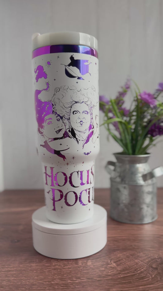 Pre-Made Ready to Ship Hocus Pocus Disney Tumbler White to purple hombre