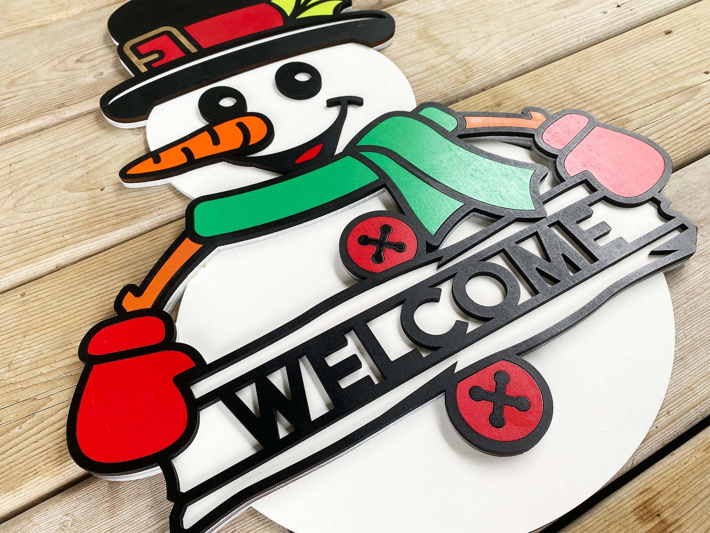 Snowman Personalized Holiday Door Sign