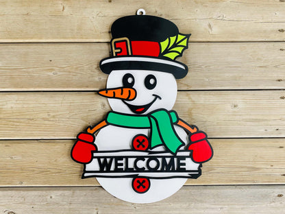 Snowman Personalized Holiday Door Sign